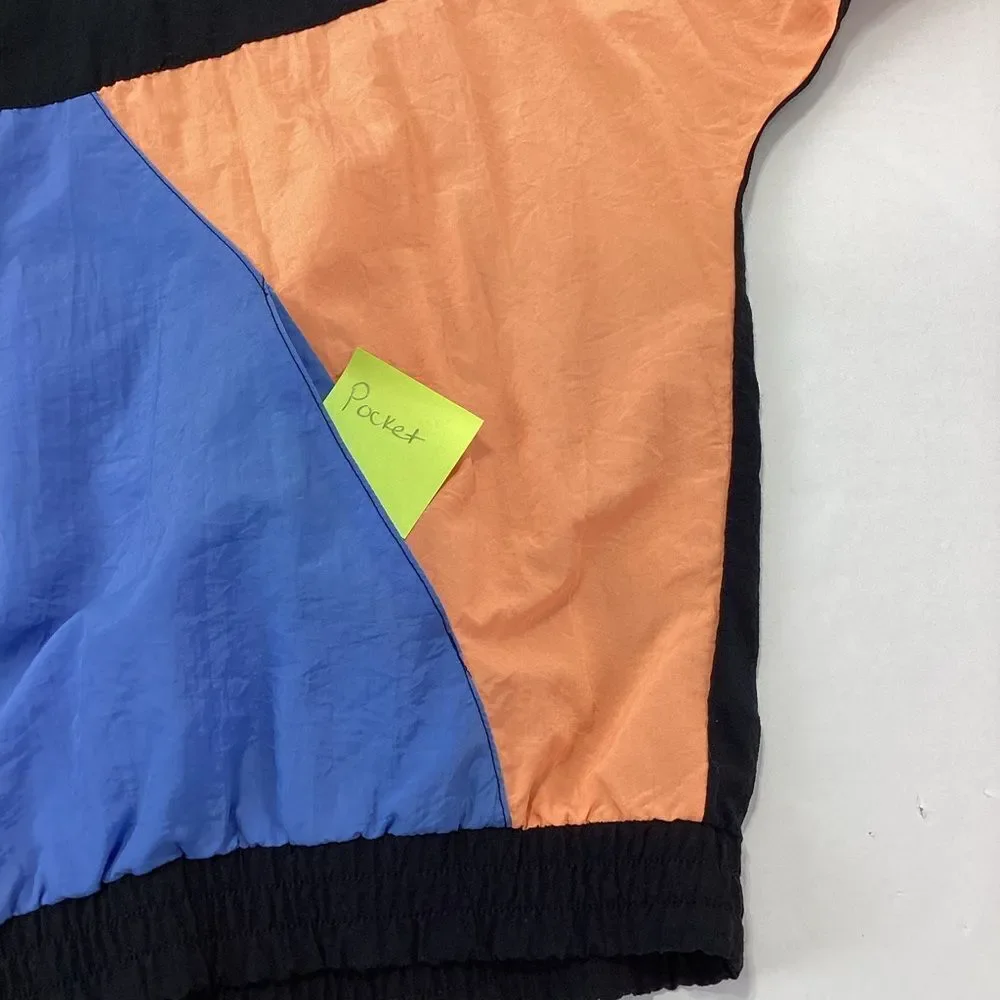 Shell Shock Brand Vintage Nylon Jacket Pullover Wing Arms Neon Orange